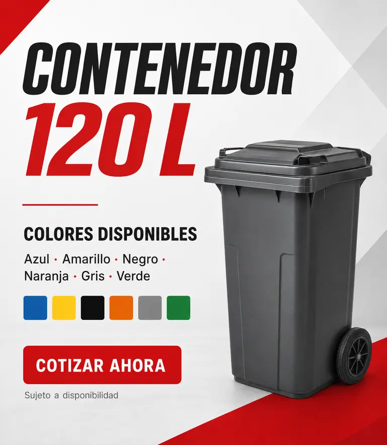 Contenedor de basura de 120 litros en colores disponibles